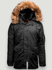 Куртка Аляска Alpha Slim Fit N-3B (черная - black/orange)