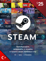 Карта оплаты Steam 25 USD Turkey [Цифровая версия] (для ПК, цифровой код доступа)