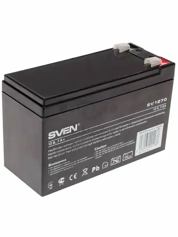 Аккумуляторная батарея SVEN SV1270 (12V 7Ah) напряжение 12В, емкость 7Ач, клемма F2 (SV-0222007)