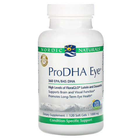 Nordic Naturals, ProDHA Eye, добавка для здоровья глаз, 1000 мг, 120 мягких таблеток