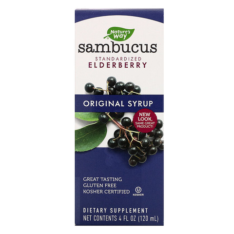 Nature's Way, Sambucus, стандартизированный экстракт бузины, оригинальный сироп, 120 мл (4 жидк. унции)