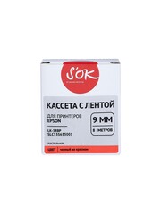 Кассета с лентой S'OK by Sakura Printing C53S653001 (LK-3RBP) для Epson  LW400, LW700, LW600P, LW1000P, K400, Z700, Z800, черный на красном, 8мм, 8м, пастельная