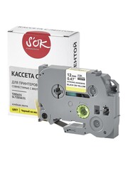 Кассета с лентой S'OK by Sakura Printing TZES631 для Brother,  черный на желтом, 12мм, 8м , наклейка