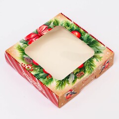 Коробка складная с окном 13х13х3см