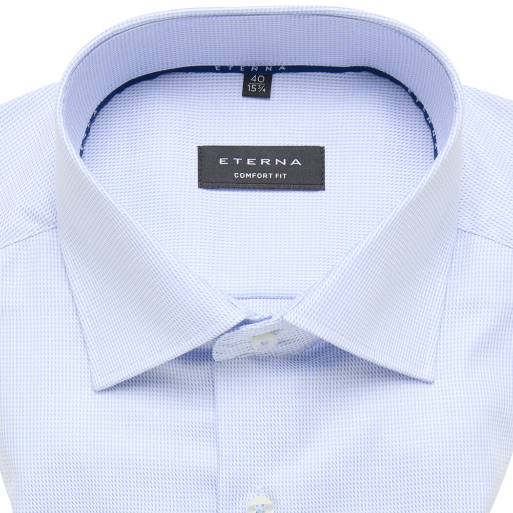 Сорочка мужская Eterna Comfort Fit 3116-E169-12 из фактурной ткани голубая
