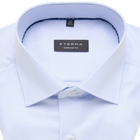 Сорочка мужская Eterna Comfort Fit 3116-E169-12 из фактурной ткани голубая
