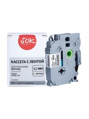 Кассета с лентой S'OK by Sakura Printing TZE131 для Brother P-Touch, черный на прозрачном, 12мм, 8м, наклейка