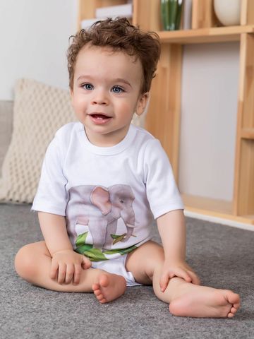 Белое боди со слоником Luxury Baby 56-86