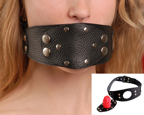 Чёрный кожаный кляп-фаллос - Sitabella BDSM accessories 3090-1