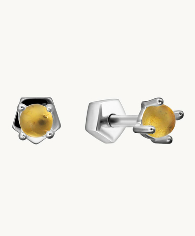 Серьга-пусета с цитрином (silver)