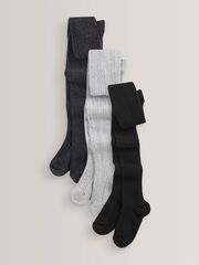 Колготки хлопковые для девочки Next T63-596, 3 шт., Серый, Черный