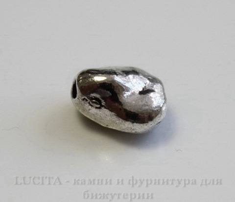 Бусина металлическая "Фриформ" 7х5х4 мм (цвет - античное серебро), 10 штук ()