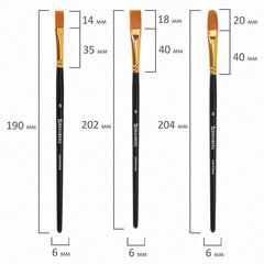 Кисти BRAUBERG, набор 10шт, синтетика черные (круглые, овальные, плоские, лайнеры)