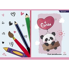 
          Тетрадь для рисования 20,5*27,5 см., 12л., Alingar, на скрепке, мелованный картон (эконом), 100 г/м2, "Панда"
