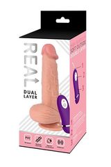 Телесный реалистичный вибратор REAL Dual Layer  - 20 см. - 