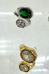 84542 - Кольцо разъемное с камнями в стилистике POISON DROP лимонная позолота/серебро