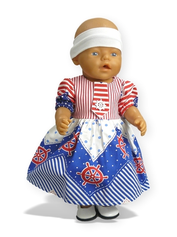 Платье с галстуком - На кукле. Одежда для кукол, пупсов и мягких игрушек.
