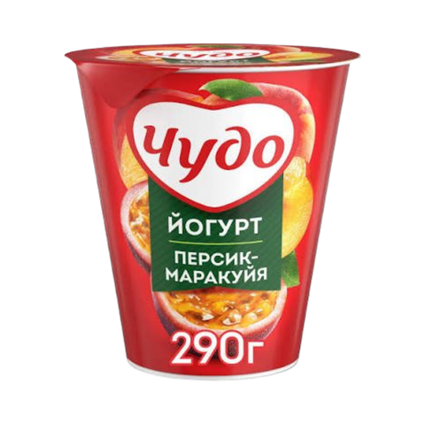 Йогурт ЧУДО персик-маракуйя 290г