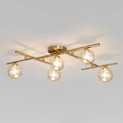 Потолочный светильник со стеклянными плафонами 502001/5 латунь