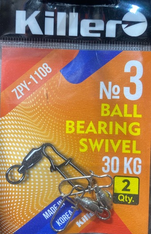 Карабин с вертлюгом на подшипнике Killer Ball Brearing swivel №3, арт1108