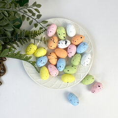 №2 Яйца пасхальные, Пасхальный декор, разноцветные из пенопласта, 2*3 см, 24 шт.