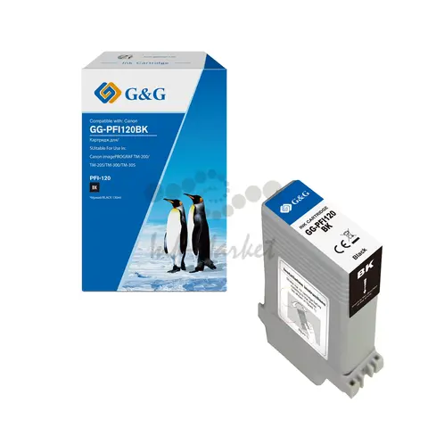 Картридж струйный G&G GG-PFI120BK черный (130мл) для Canon imagePROGRAF TM-200, TM-205, TM-300, TM-305, TM-250, TM-250, TM-350, TM-355