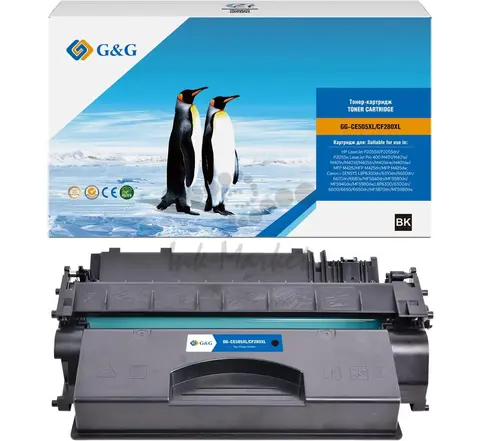 Картридж G&G, аналог HP CE505X/CF280X (увеличенной емкости) 13k с чипом