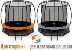 Батут Триумф Норд Премиальный 305 см двухцветный серый/оранжевый с лестницей