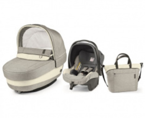 PEG PEREGO SET ELITE LUXE OPAL СЕРЕБРИСТЫЙ (КОРОБ, АВТОКРЕСЛО, СУМКА)