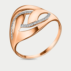 Кольцо для женщин из розового золота 585 пробы с фианитами (арт. К-2602)