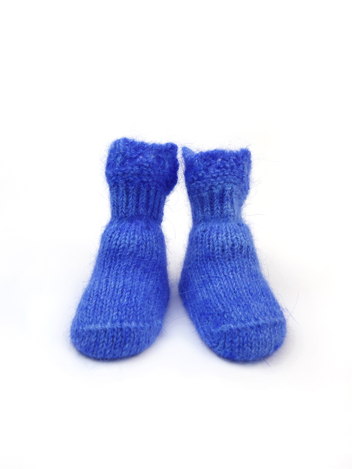 Вязаные детские носочки из ангоры и шерсти голубой