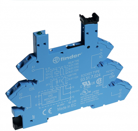 Розетка с безвинтовыми клеммами (пружинный зажим) для реле 34 серии; питание 60В DC; в комплекте пластиковая клипса; опции: LED