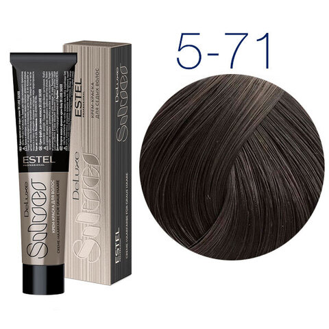 Estel Professional DeLuxe Silver 5-71 (Светлый шатен коричнево-пепельный) - Крем-краска для седых волос