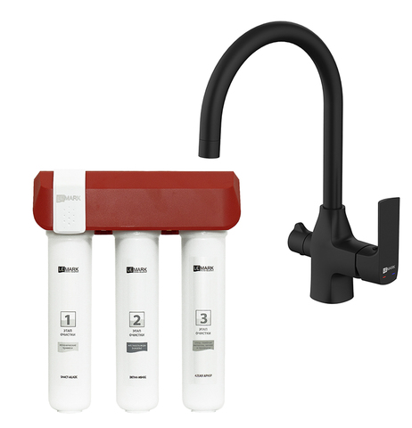 Lemark LM7261BL086 Комплект: Смеситель LM7261BL для кухни + Фильтр для очистки жесткой воды OPTIMA, защита от накипи