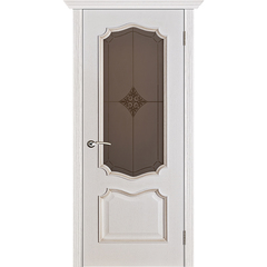 Купить Межкомнатная дверь шпонированная Porte Vista Премьера белая патина тон 17 стекло Ромб бронза