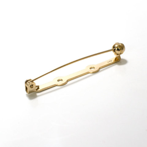 Японская булавка для броши 46 мм с фиксатором иглы, цвет золото