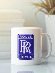 Кружка с эмблемой Роллс-Ройс (Rolls-Royce) белая 009