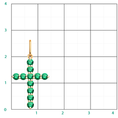 3124с2 -Крестик с фианитами LUX EMERALD из золота 585 пробы