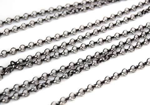 Цепочка-колечки 2,5 мм, покрытие тёмный родий