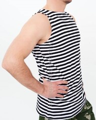 Качественная майка тельняшка с черной полосой - Магазин тельняшек.ру 8-800-700-93-18Майка-тельняшка ВМФ (черная полоса) ТМ 