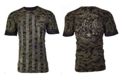 Archaic | Футболка мужская Nation Black Camo AM1704BCM от Affliction перед и спина