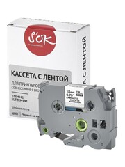 Кассета с лентой S'OK by Sakura Printing TZEM941 для Brother,  черный на матовом серебре, 18мм, 8м , наклейка