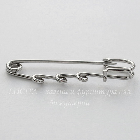 Основа для броши - булавка с 3 петельками 53х14 мм (цвет - платина)
