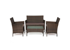 Лаундж сет (диван+2кресла+столик+подушки) (mod. 210013) — темно-серый (ткань: DB-16 серо-бежевый)
