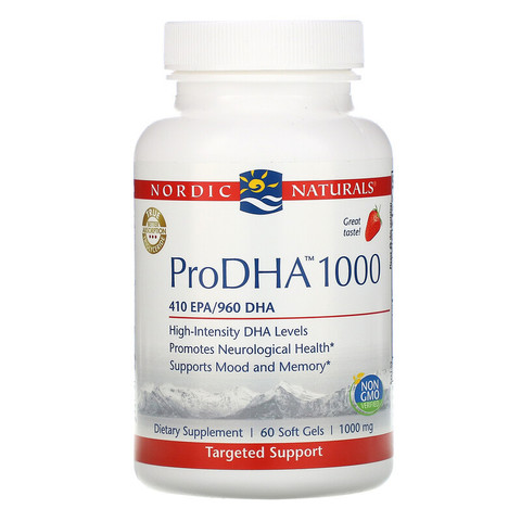 Nordic Naturals, ProDHA 1000, Strawberry, 1,000 mg, 60 Softgels