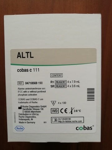 Аланинаминотрансфераза МФКХ (Alanine Aminotransferase, IFCC cobas с system (ALTL/GPT)), 4х100тестов, Roche Diagnostics GmbH, Германия.