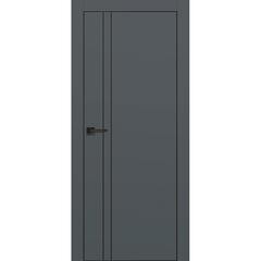 Межкомнатная дверь PX-20 кромка алюминиевая чёрная ПЭТ графит матовый глухая