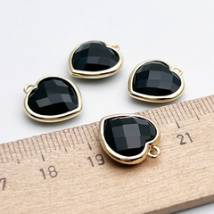 Подвеска Сердце, тонированный халцедон, цвет золото, размер около 14*13 мм, цена за 1 шт