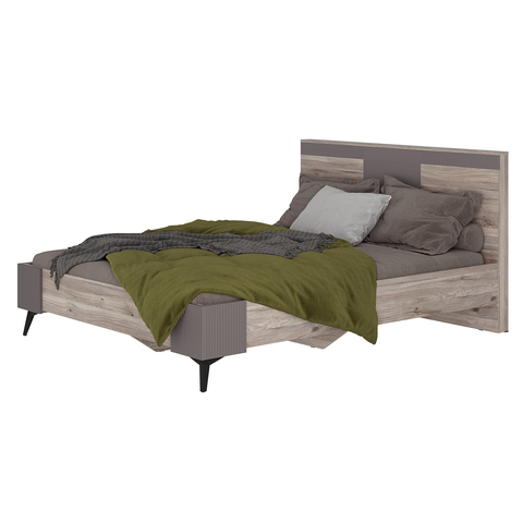 Кровать Кассандра двуспальная 160х200 дуб смоки / муссон софт