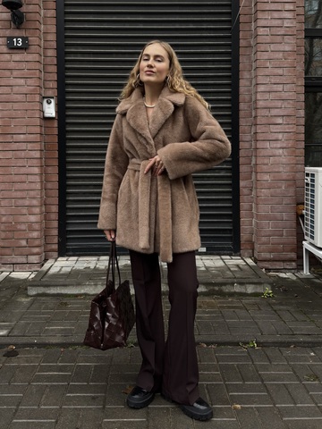 Шуба Lux миди капучино